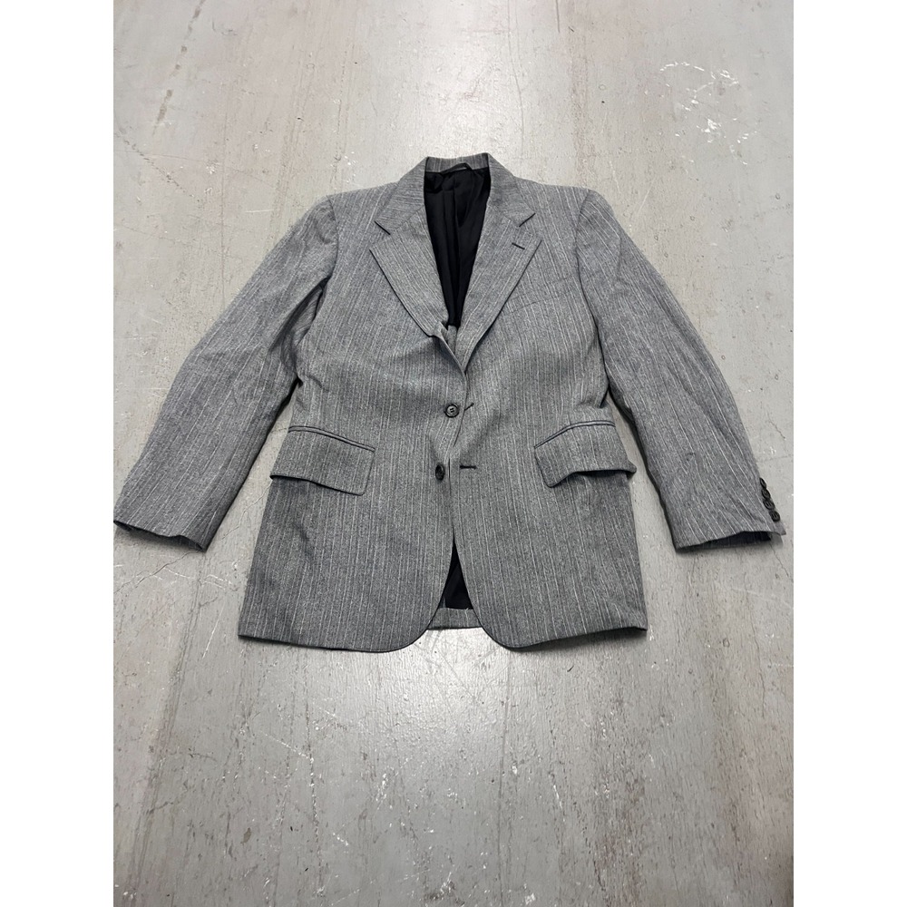Cricketeer Blazer Mens 42R Chest Gray Wool Pinstriped Notch Lapel Classic Formal